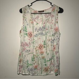 Crosby Botanical Sleeveless Artist Top S Whimsical Ditzy Floral Vine Cottagecore